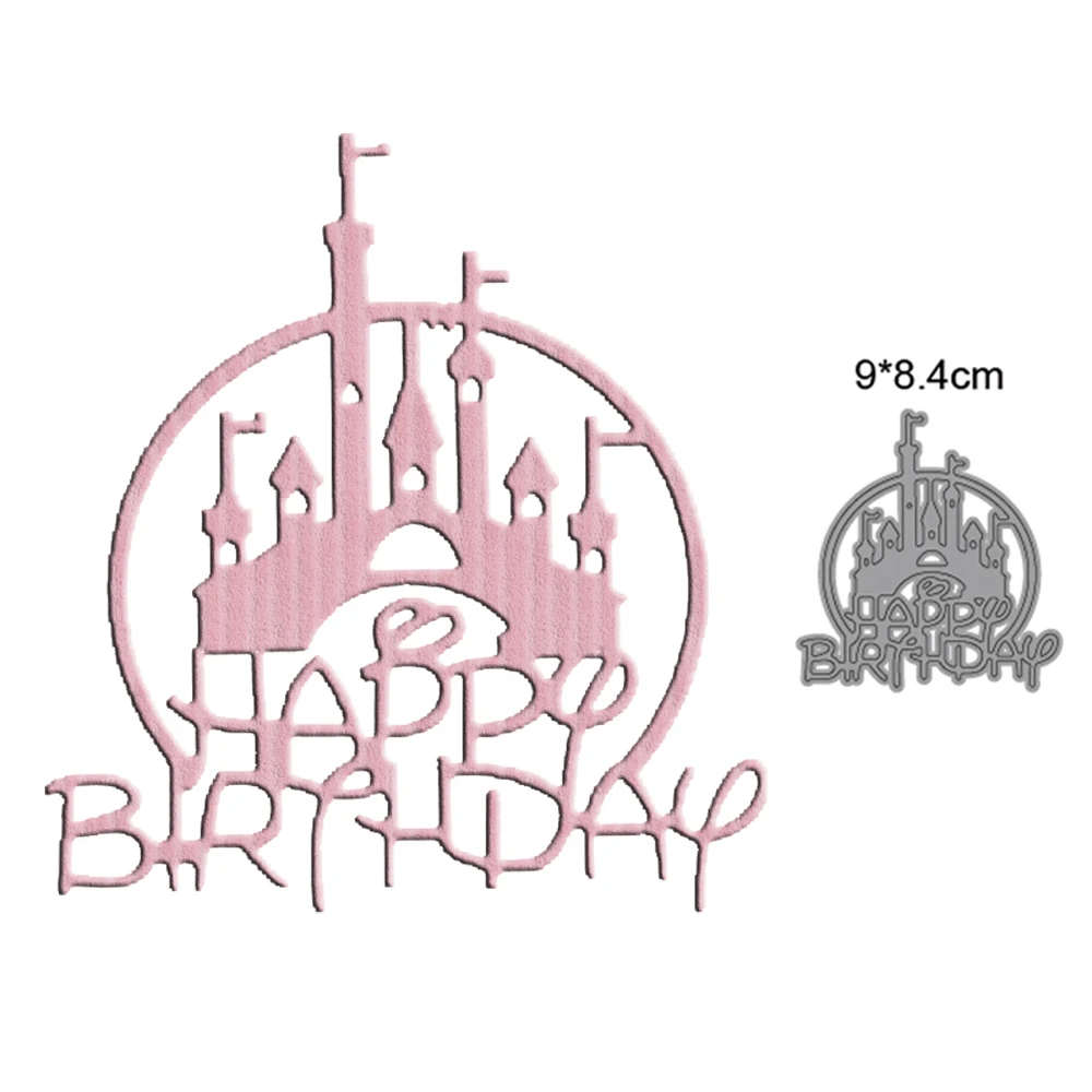 Castle Happy Brithday Letters 2022 New Arrivals Scrapbooking Metal Cutting Dies Clear Stamps Decoration DIY Embossed Album Card