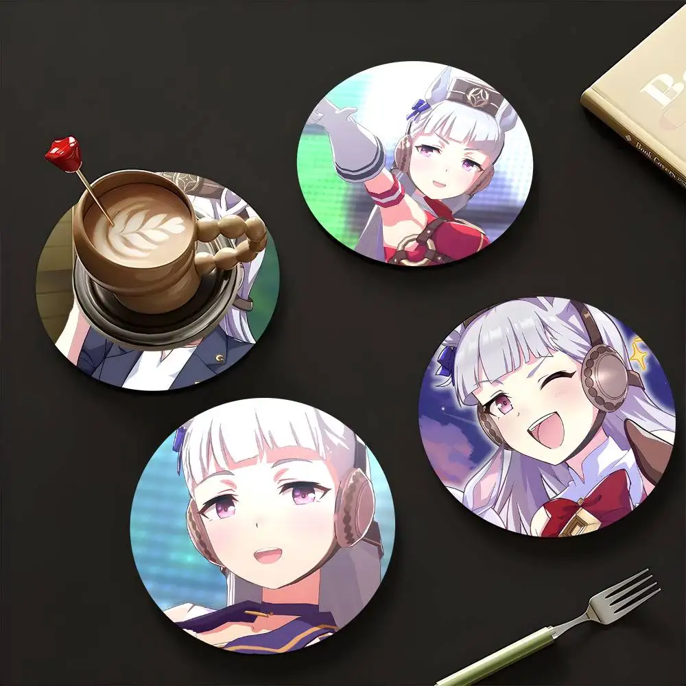 1pc Gold Ship Anime characters Wooden Coaster Colour Printing Cup Mat Home Desk Decoration Gifts