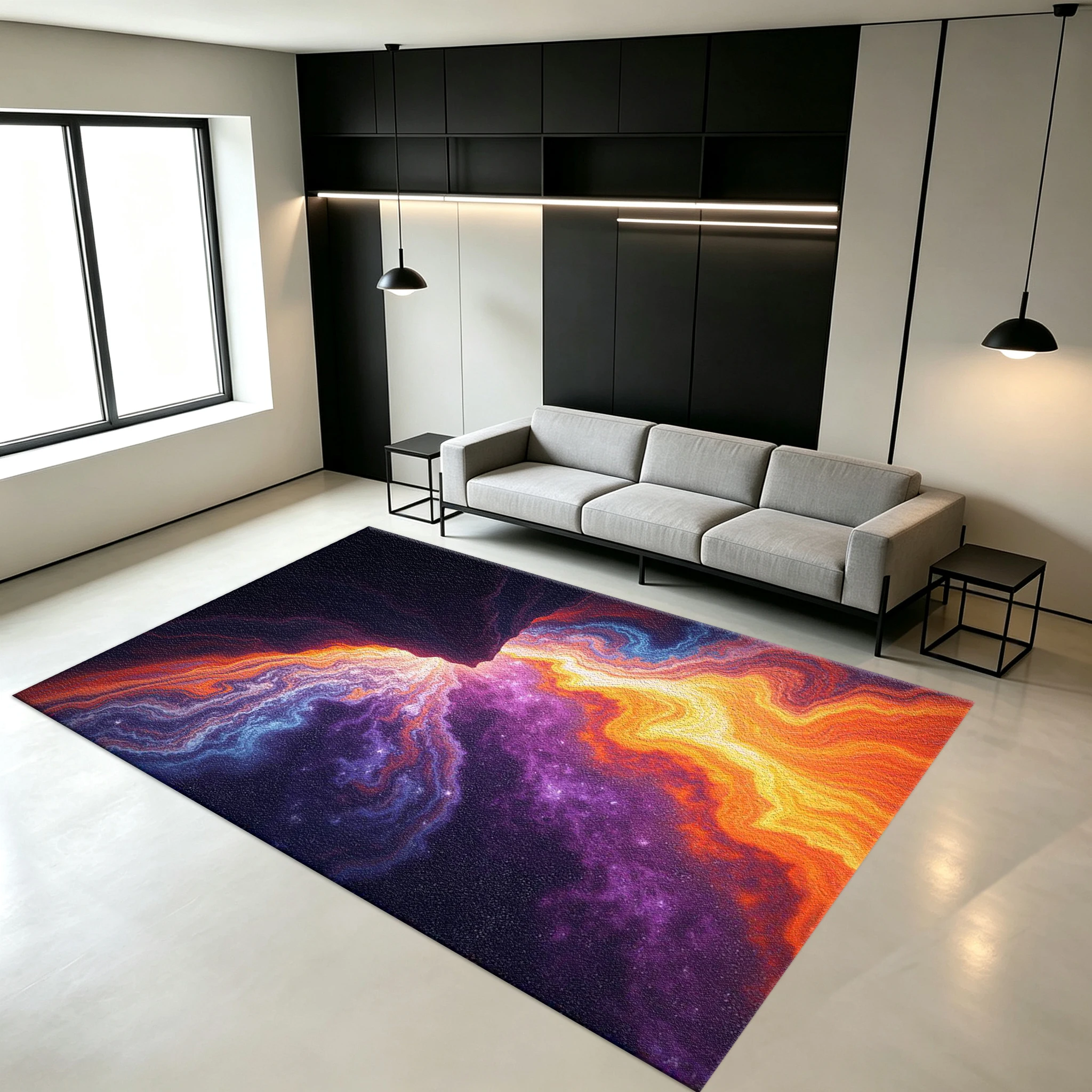 Universe Galaxy Nebula Swirl Marble Art Carpet Floor Non-Slip Printed Carpet for Bedroom Game Room Home Floor Decoration