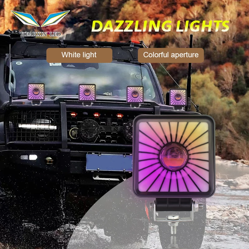 

4 inch 35W Square Work Light Colorful Motorcycle Headlight LED Lights for Cars LED Lights for ATV Truck 4x4 offroad accessories