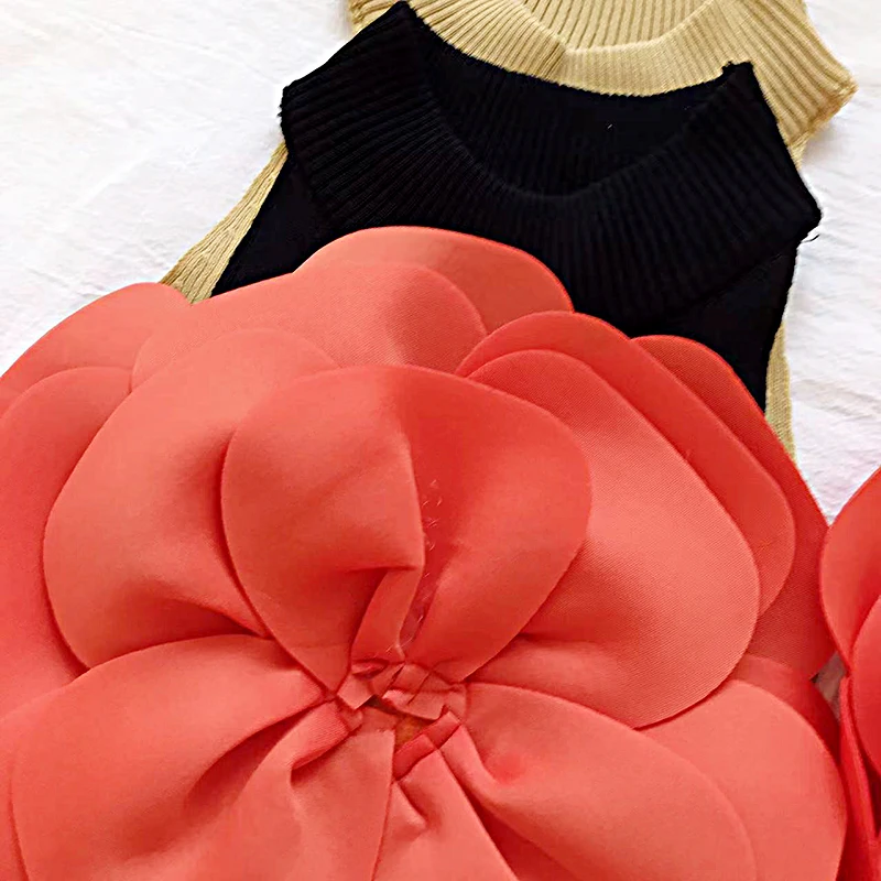 2025 New Summer Tank Top Women Diagonal Collar Three-dimensional Flower Outwear Camisole Summer Camis Hotsweet white top