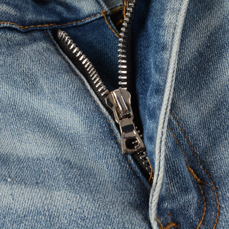 Designer Fashion New Men's Jeans Cashew Flower Patch Washed Nostalgic Stretch Slimming Light Blue Jeans High Street Hip Hop Bran