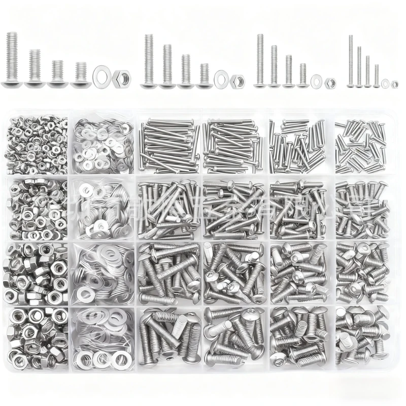 

1220Pcs M2 M3 M4 M5 screw set stainless steel Hexagon Hex Socket cap Button Head Screw Washer nut with wrench Kit for fpv drones