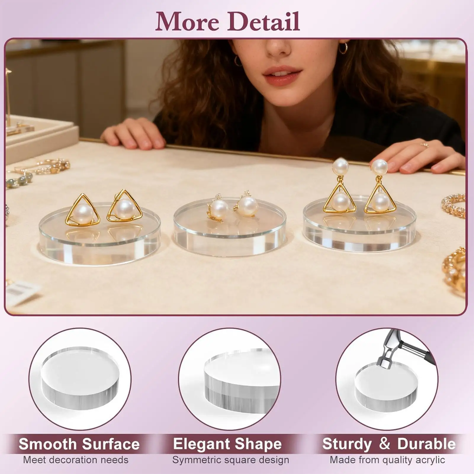 Acrylic Base 4 Pieces Transparent Base Rock Display Stand For Mineral Specimen Art Craft Workplace Shop Bedside Table