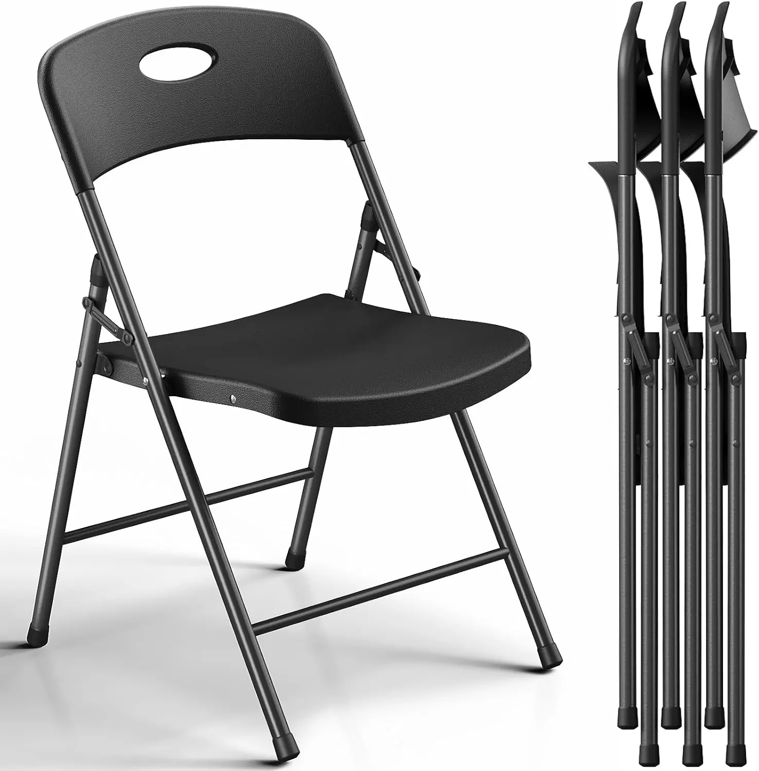 

4-Pack Heavy Duty Folding Chairs, Sturdy Metal Frame for Indoor Outdoor Use, Portable 350 lbs Capacity