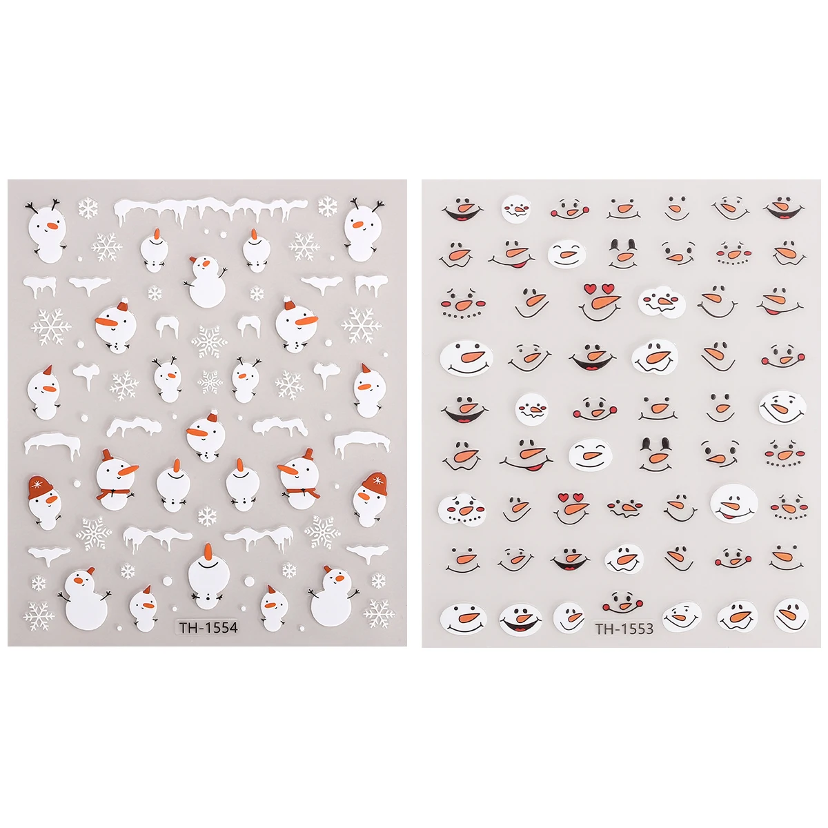2 pçs dos desenhos animados natal 3d bonito boneco de neve floco de neve etiqueta da arte do prego decalques autoadesivos sliders para unhas diy manicure decoração