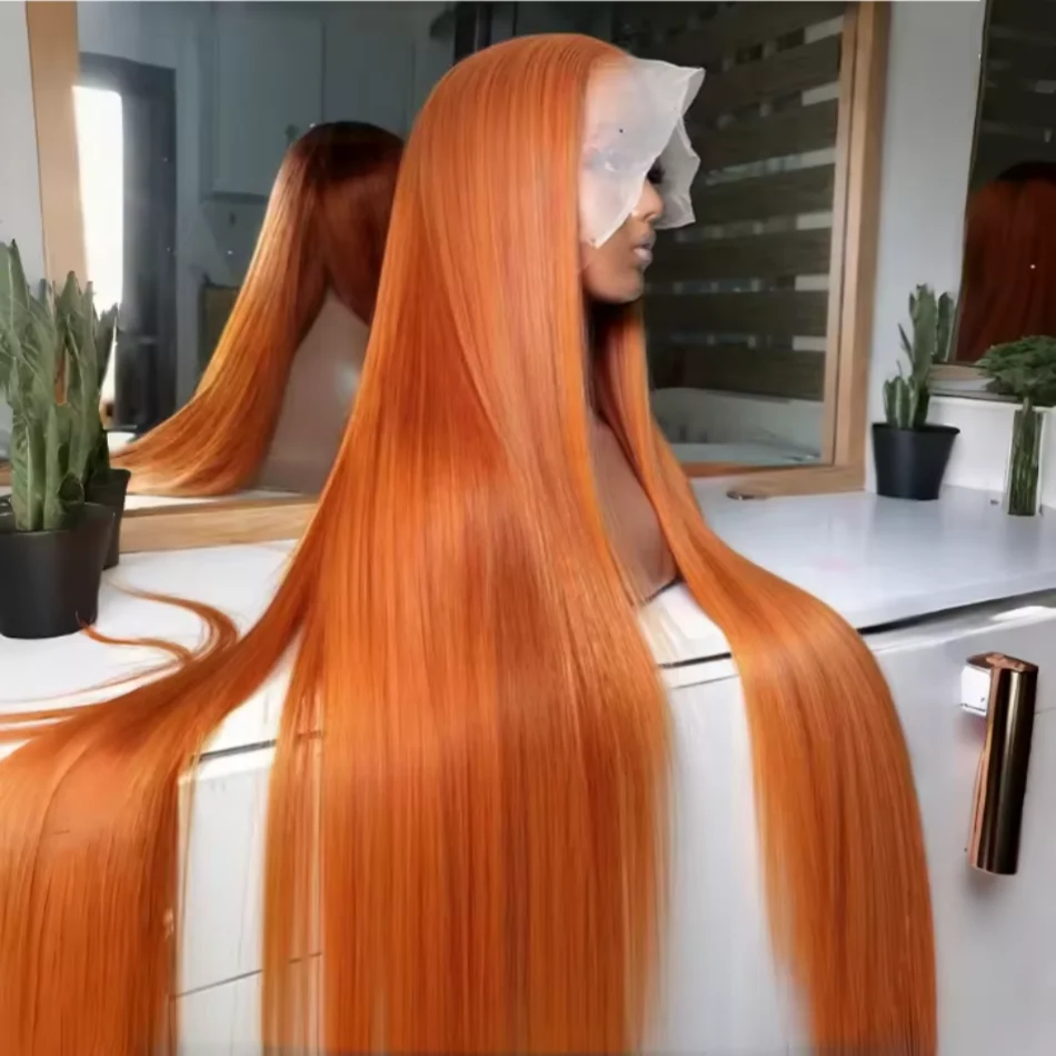 

Парик из натуральных волос Ginger HD Lace 13x6, прямой, с HD-кружевной передней частью, плотность 180%, 100% бразильские волосы, предварительно прорезанные, для женщин