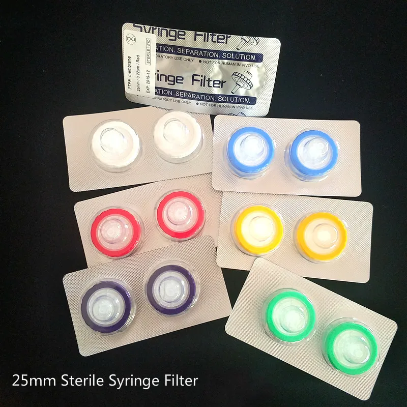 Sterile Syringe Filter GC Injector PES/Nylon/PTFE Membrane Sterile Needle Filtration Dia 13mm/25mm Aperture 0.22um/0.45um 3/PK