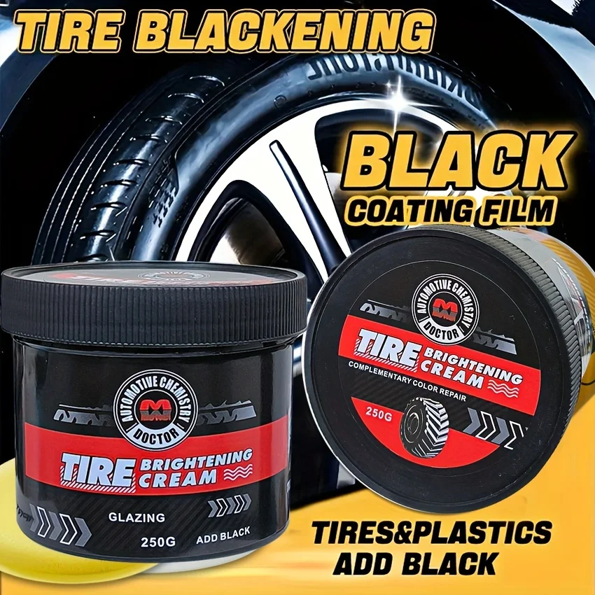 250g Car Tire GlossX 5-in-1: Tri-Shield (UV/Crack/Dust) + HydroFlash Tech, All-Weather Armor with Self-Cleaning Mirror Shine