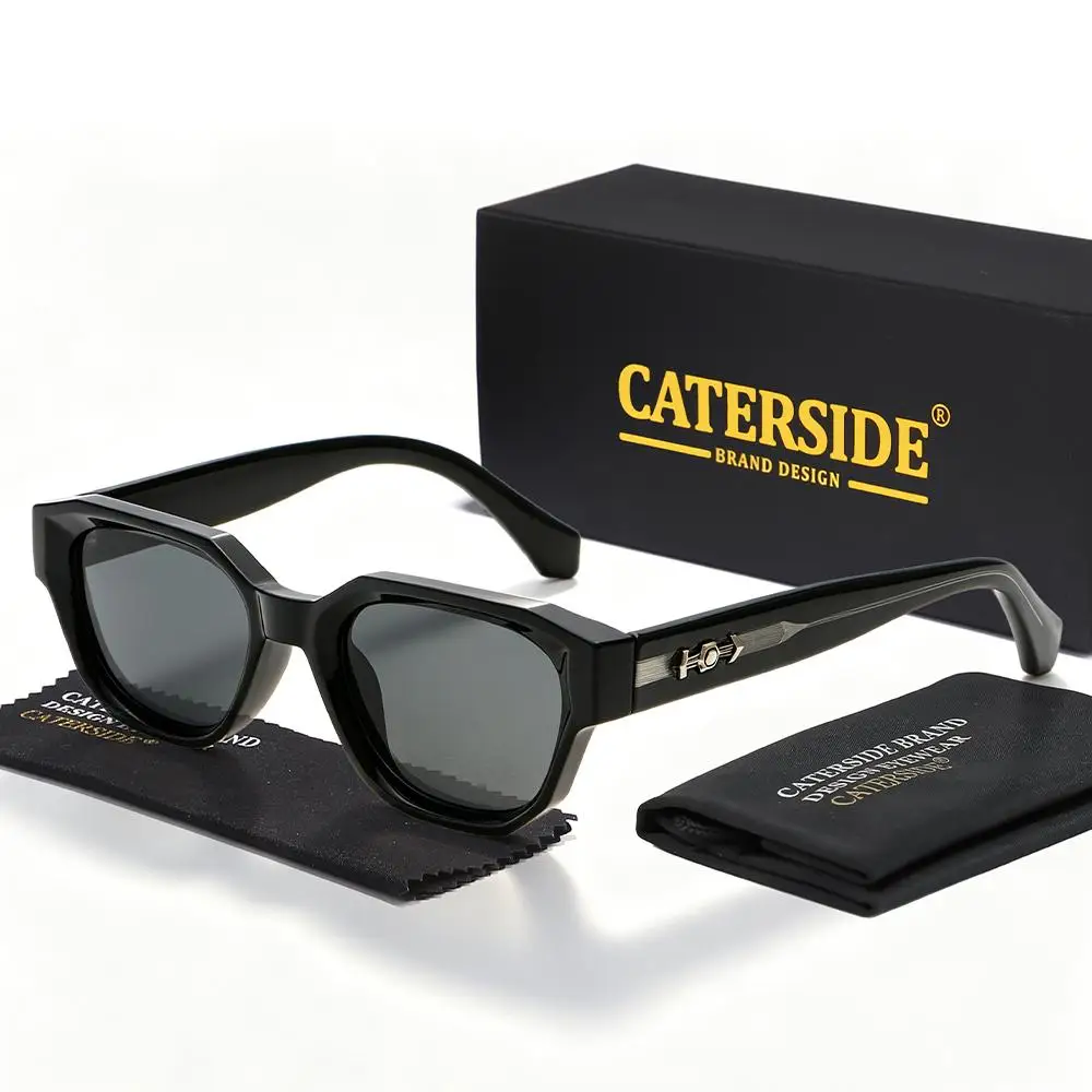 CATERSIDE Retro Herren-Sonnenbrille, quadratisch, dicker Rahmen, Bügel aus Cellulosepropionat, Sonnenbrille für Damen, Outdoor-Fahrbrille – Detail 9