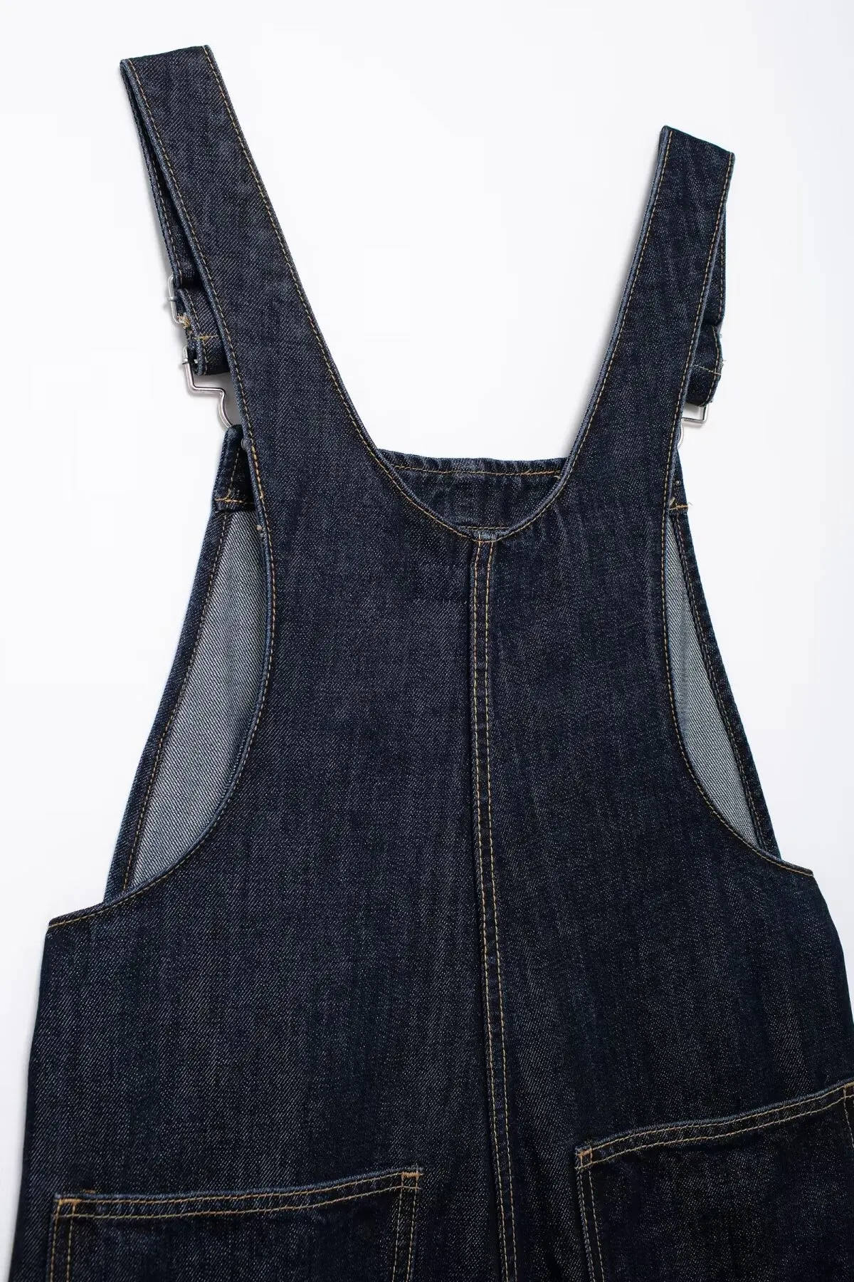 ​​TRAFZA Summer Female Elegant Jumpsuit Solid Blue Sleeveless Backless Pockets Button Women's Sling Long Denim Overalls Mujer