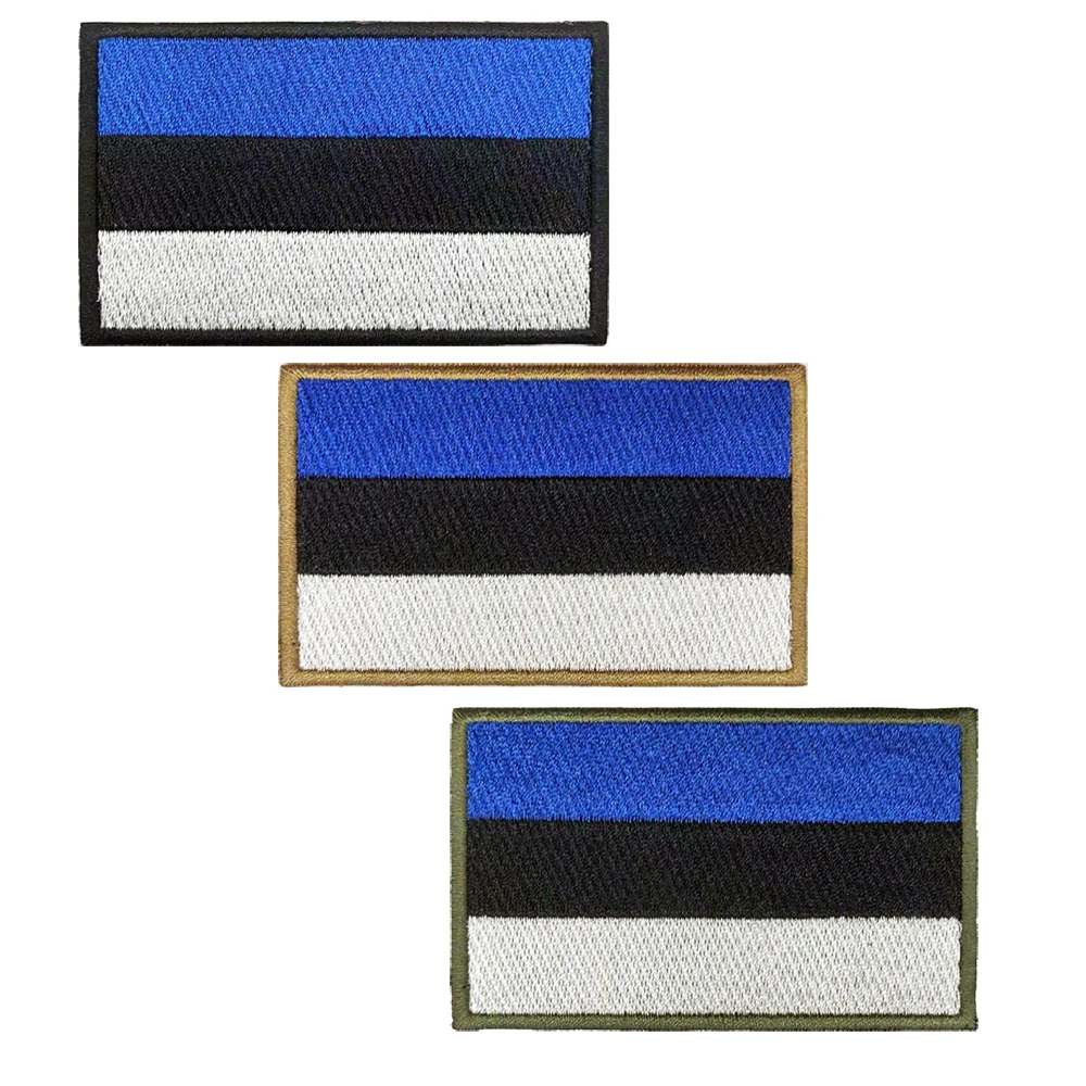 1PC Flag Of Estonia Armband Embroidered Patch Hook & Loop Or Iron On Embroidery  Badge Cloth Military Moral Stripe