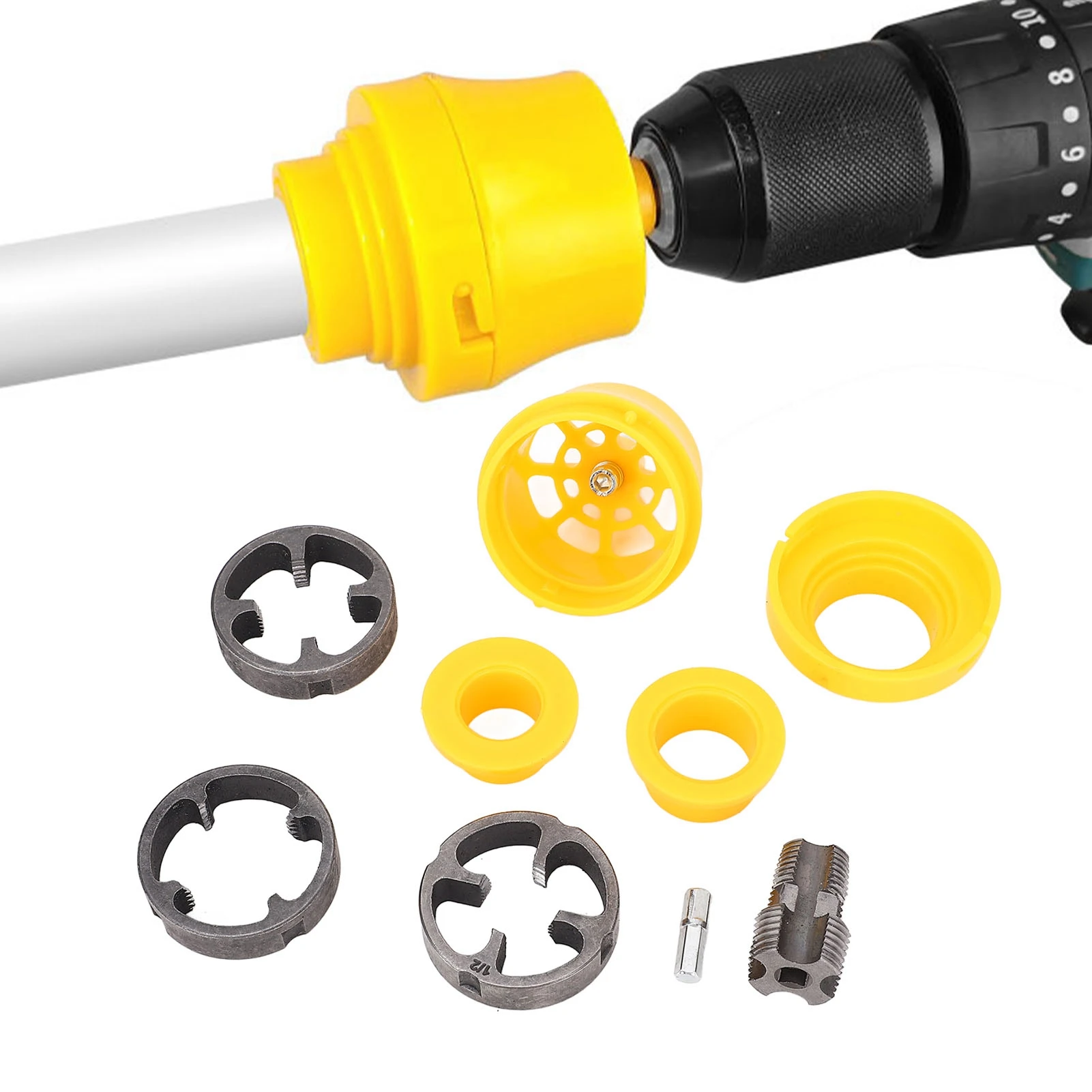 PVC Pipe Threader Kit 1/2in 3/4in 1in Sizes Electric Drill Compatible PVC Pipe Threading Tool PVC Thread Maker PVC Pipe Threader