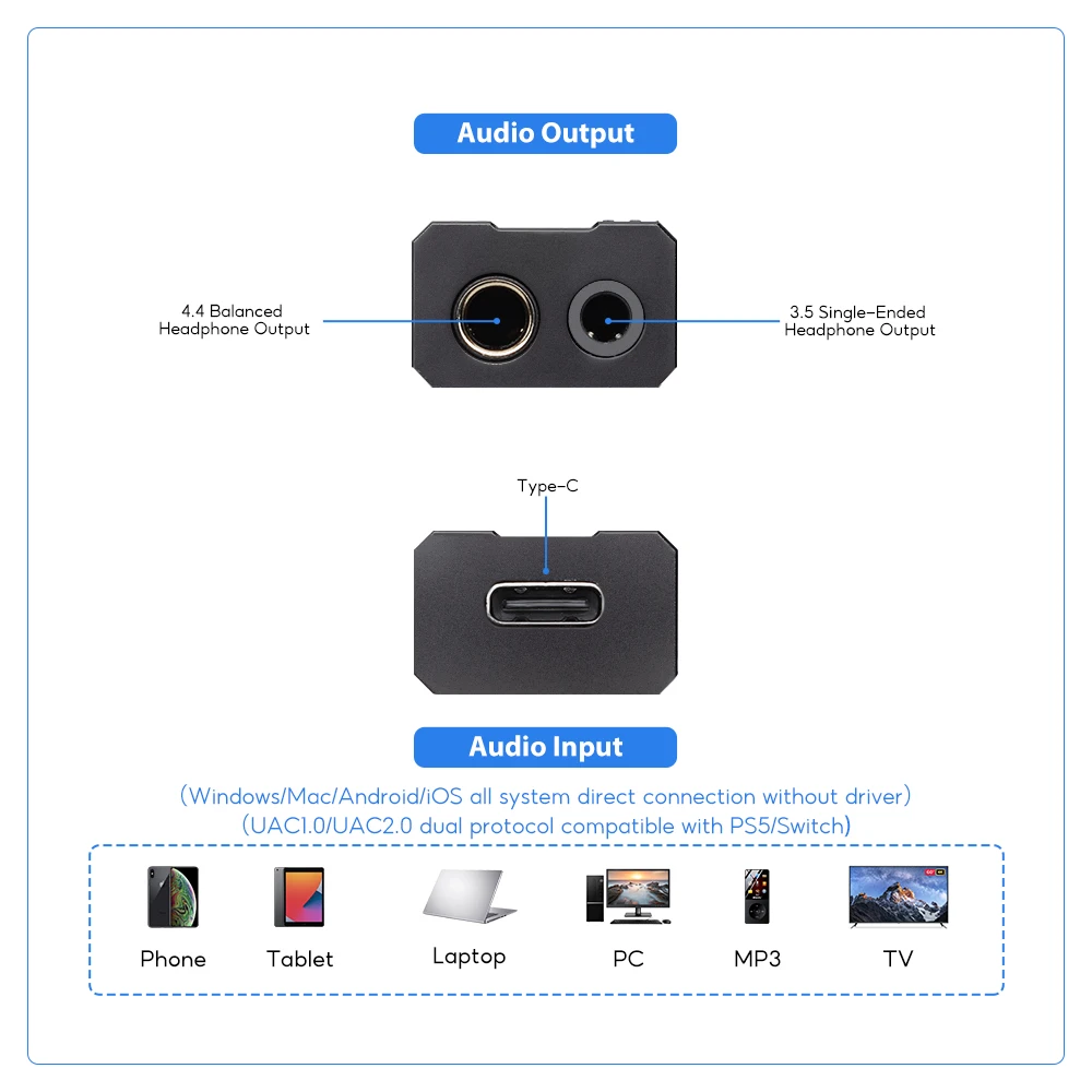 AIYIMA H3 مضخم ضوت سماعات الأذن المحمول ES9039Q2M مضخم ضوت سماعات الأذن DAC 32bit/768 كيلو هرتز DSD512 فك AUX متوازن 3.5/4.4 مللي متر