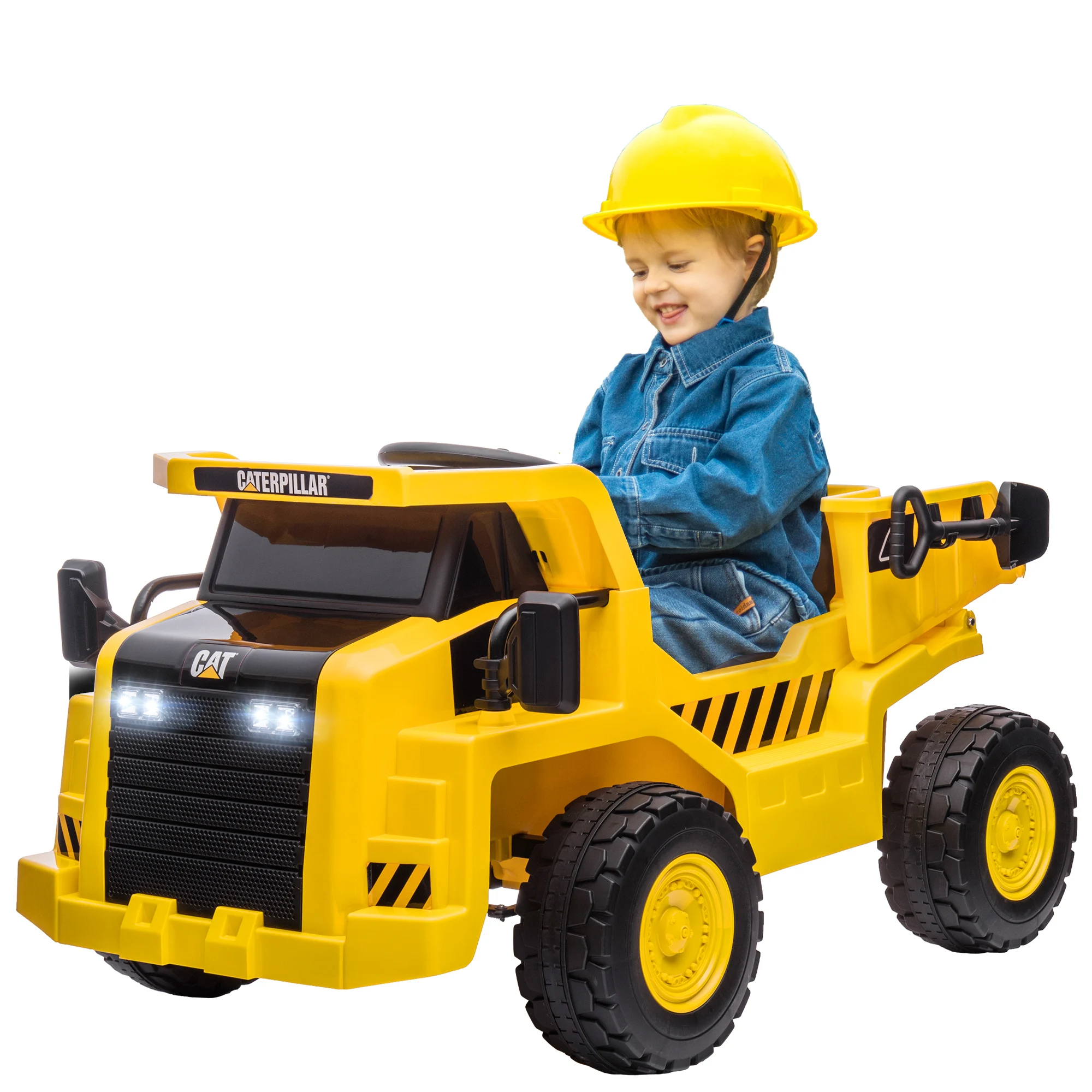 Caterpillar Licensed 12V Electric Ride-On Excavator with Remote, Yellow