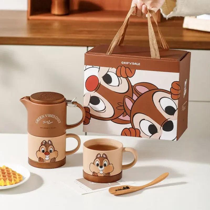 New Disney Chip Dale Creative Simple Cartoon Cute Teapot Gift Exquisite Kawaii Animation Character Ceramic Tea Cup Wholesale