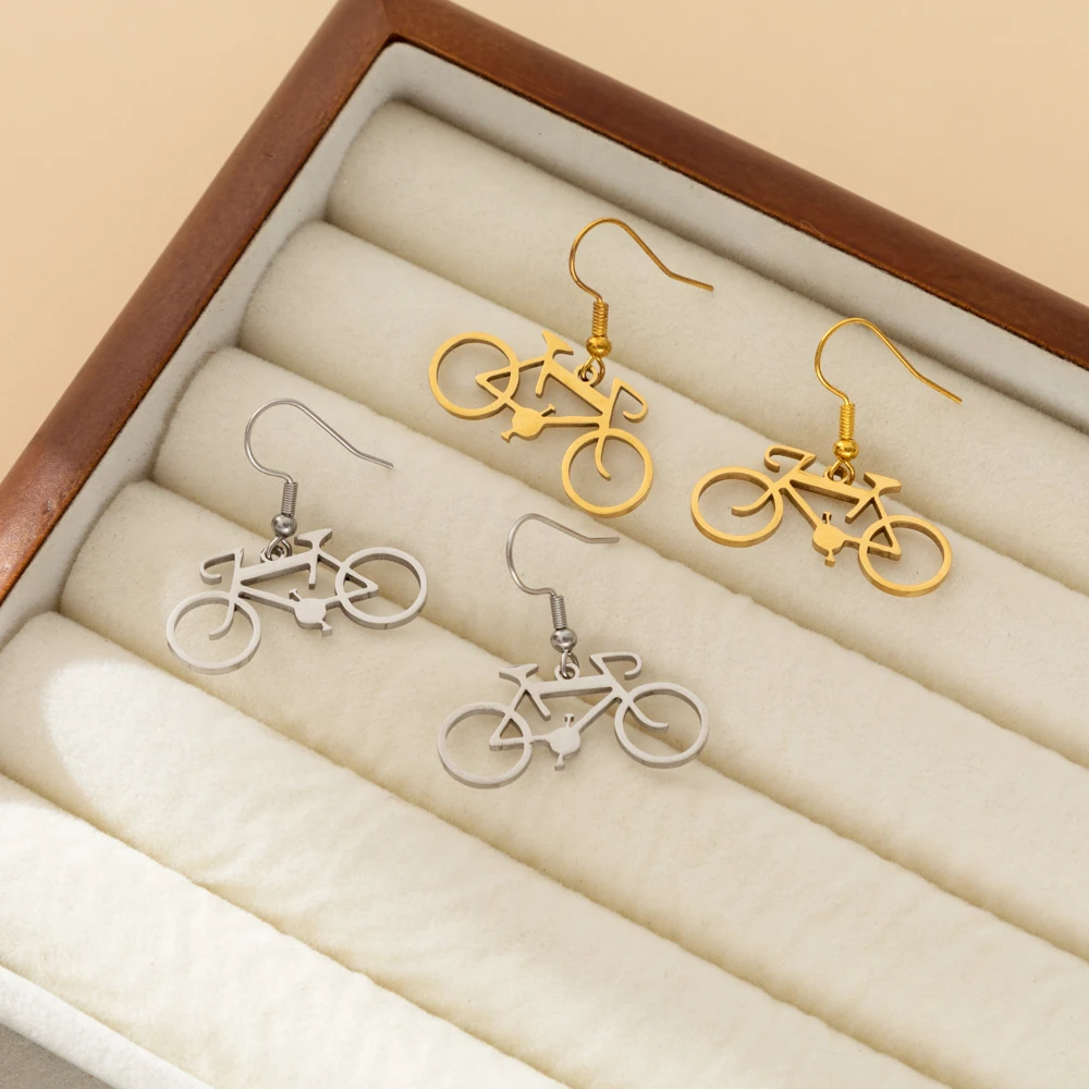 

1 pair of sports bike stainless steel earrings for men and women the best gift for bicycle lovers