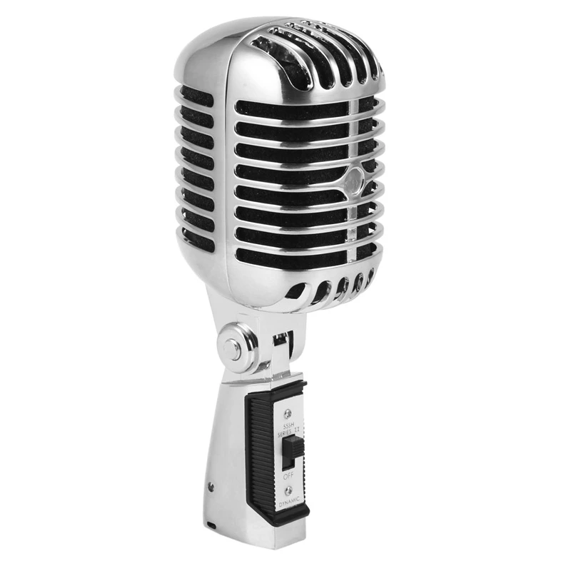 

[AAAE 2026] Professional Wired Vintage Classic Microphone Good Quality Dynamic Moving Coil Mike Deluxe Metal Vocal Old Style Ktv