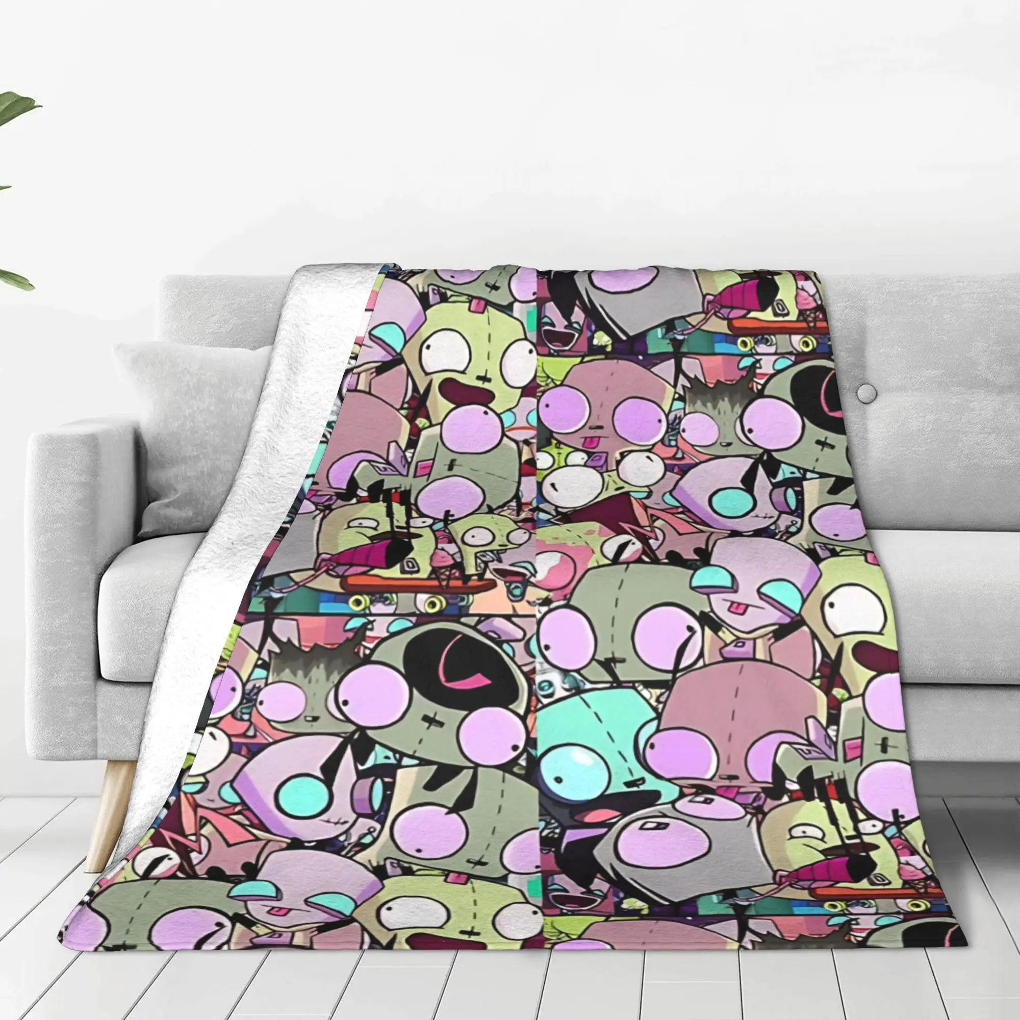 1PC goofy  Invader Zim Home Room Decorations Winter Blankets For Adults Bedding Home Interior Sofa Knee