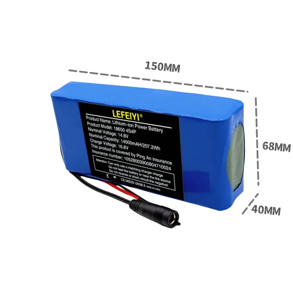 Batería de iones de litio de 14,8 V/16,8 V, 14000mAh, 18650 4S4P, 5A BMS, adecuada para luces de pesca nocturna, calentadores, Amplifi de lámpara de minería