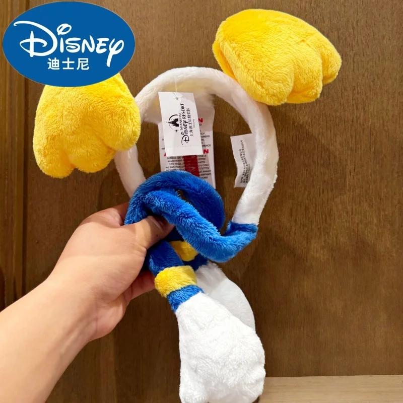 

Genuine Disney Donald Duck Headband Disneyland Princess Cinderella Cartoon Bow Gemstone Headband Mickey Ear Women Hair Accessory