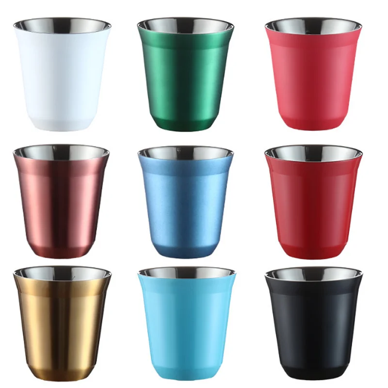 

80ml/160ml Double Wall Stainless Steel Espresso Cup Italian Capsule Heat Insulation Home Brief Portable Thermo Coffee Mugs