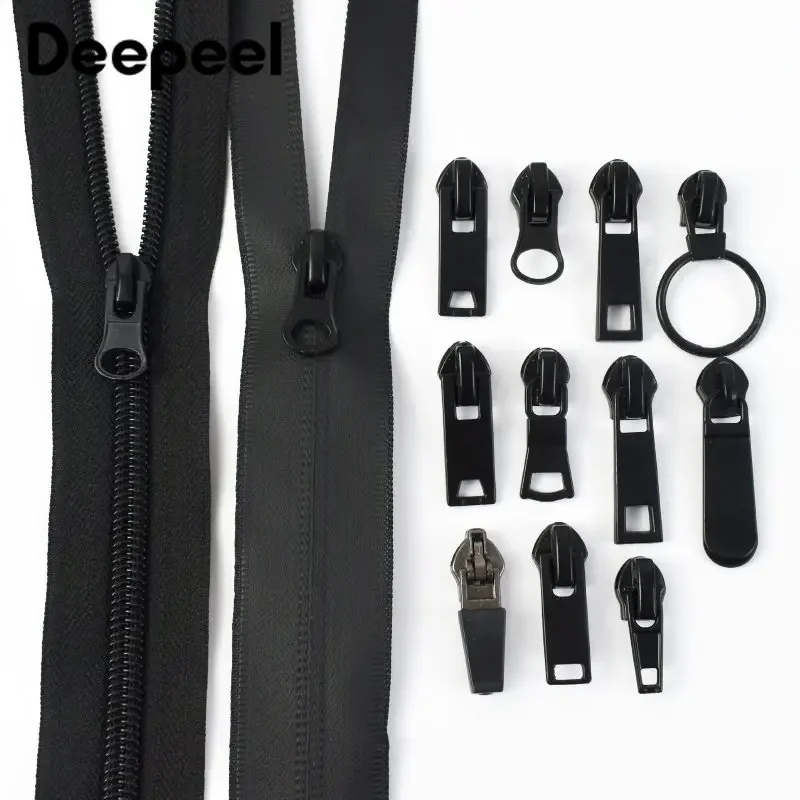 10Pcs 5# Reverse Zipper Pullers for Nylon Zips Waterproof Invisible Zip Slider Jacket Bags Closure Zippers Replacement SewingKit