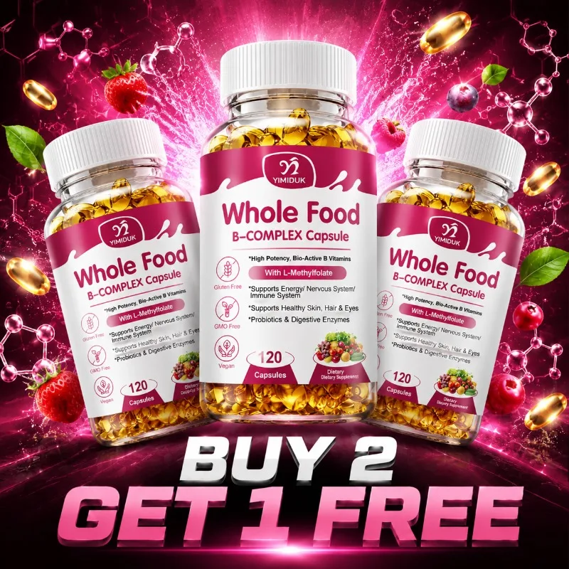 

Natural B-Complex Supplement, with B Vitamins & Digestive Enzymes, Boost Immunity, Care for Skin, Hair & Eyes