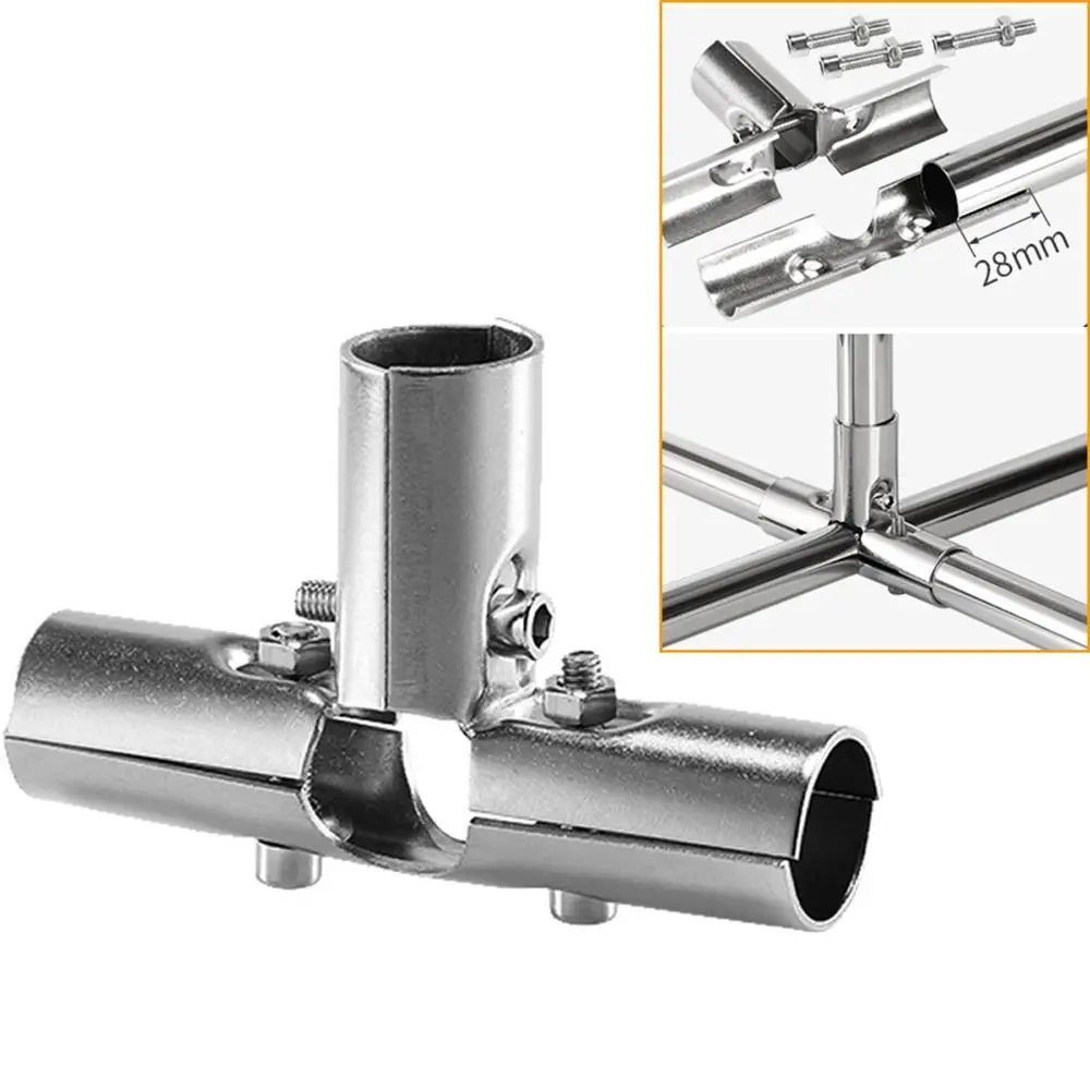 1Pc 25mm Round Pipe Joint Stainless Steel Tube Connector Clothes Display Rack Rod Support Holder Fixed Clamp Furniture Hardware