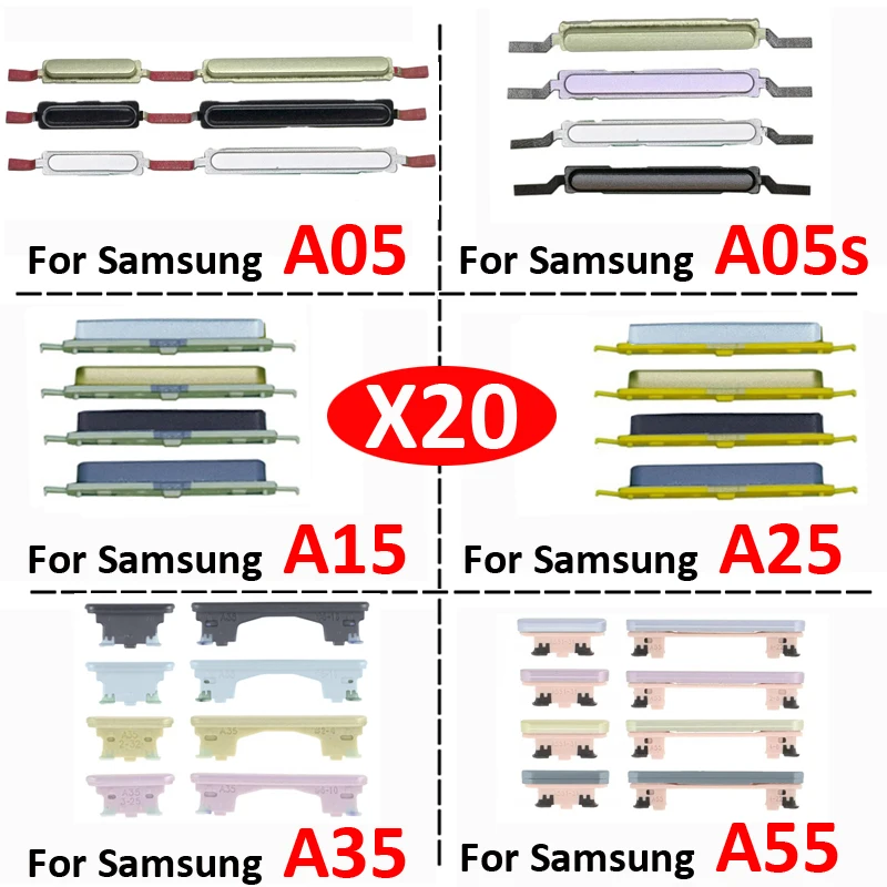 Pop 20Pcs Phone Power Volume Button For Samsung Galaxy A05 A05s A15 A25 A35 A55 5G New External On Off Side Key Button