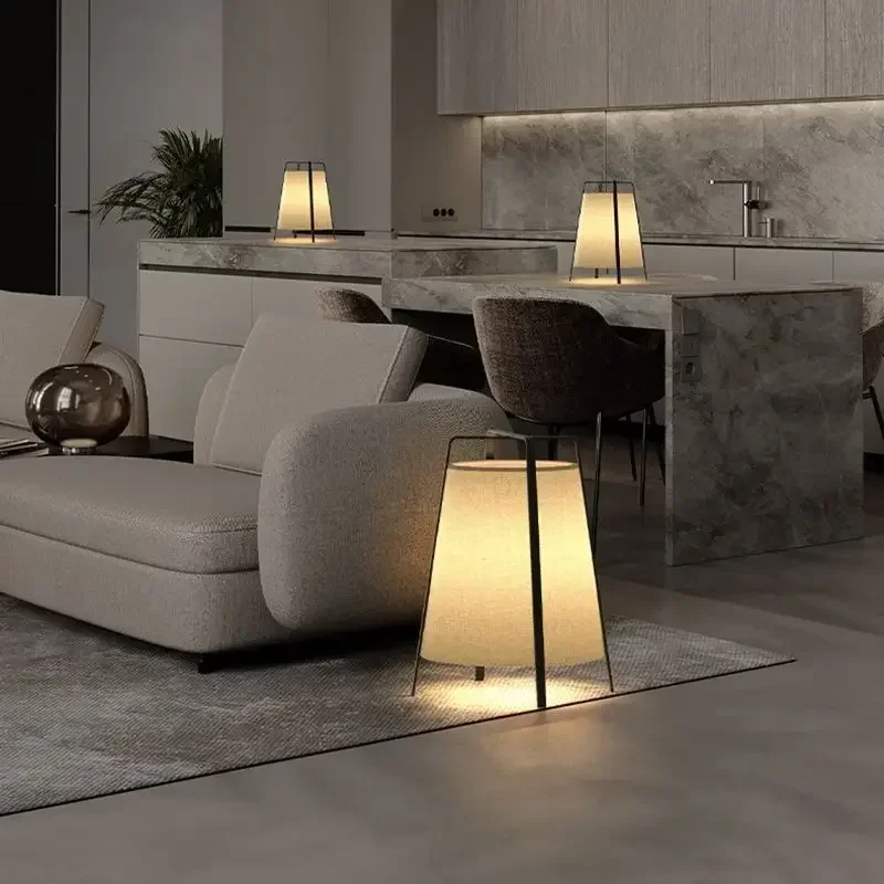 SANDYHA Nordic Iron Art Floor Lamp Fabric Lampshade Design Led Light for Living Room Bedroom