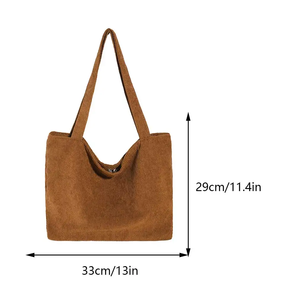 Ladies Corduroy Casual Handbag Solid Color Shopper Bag Winter Women\'s Fashion Tote Bag Large Commuting Bags Vintage Shoulder Bag