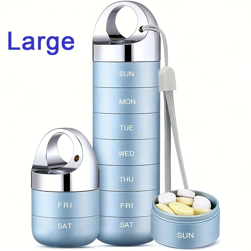 

Металлический дорожный органайзер для таблеток, портативная водонепроницаемая еженедельная коробка для таблеток, большой контейнер для таблеток из алюминиевого сплава