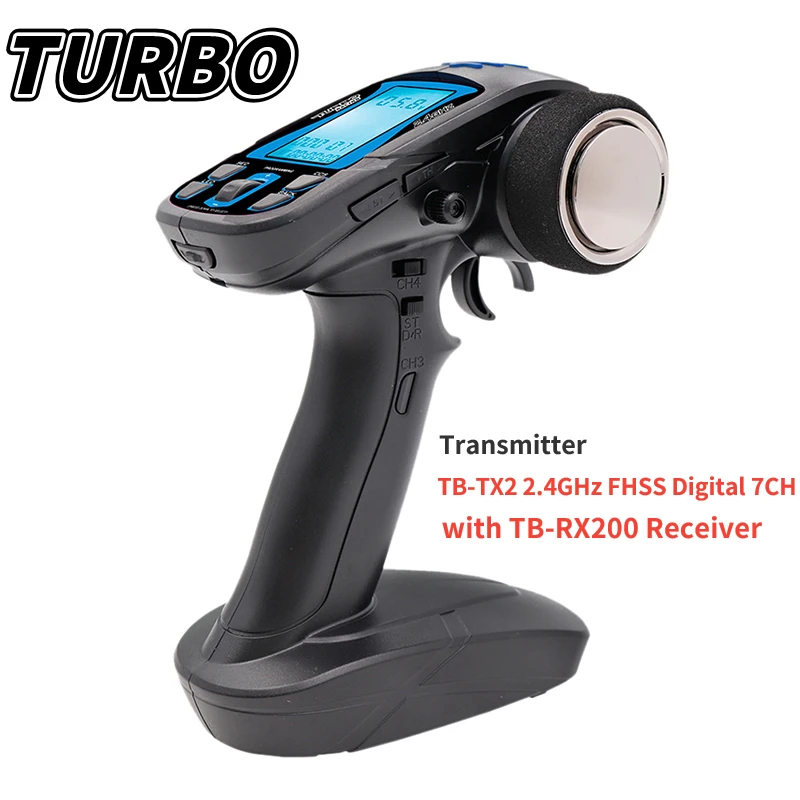 

TURBO RACING TB-TX2 2.4GHz FHSS Digital 7CH Radio Remote Control Transmitter with TB-RX200 Receiver LCD LED for RC Vehicle Boat