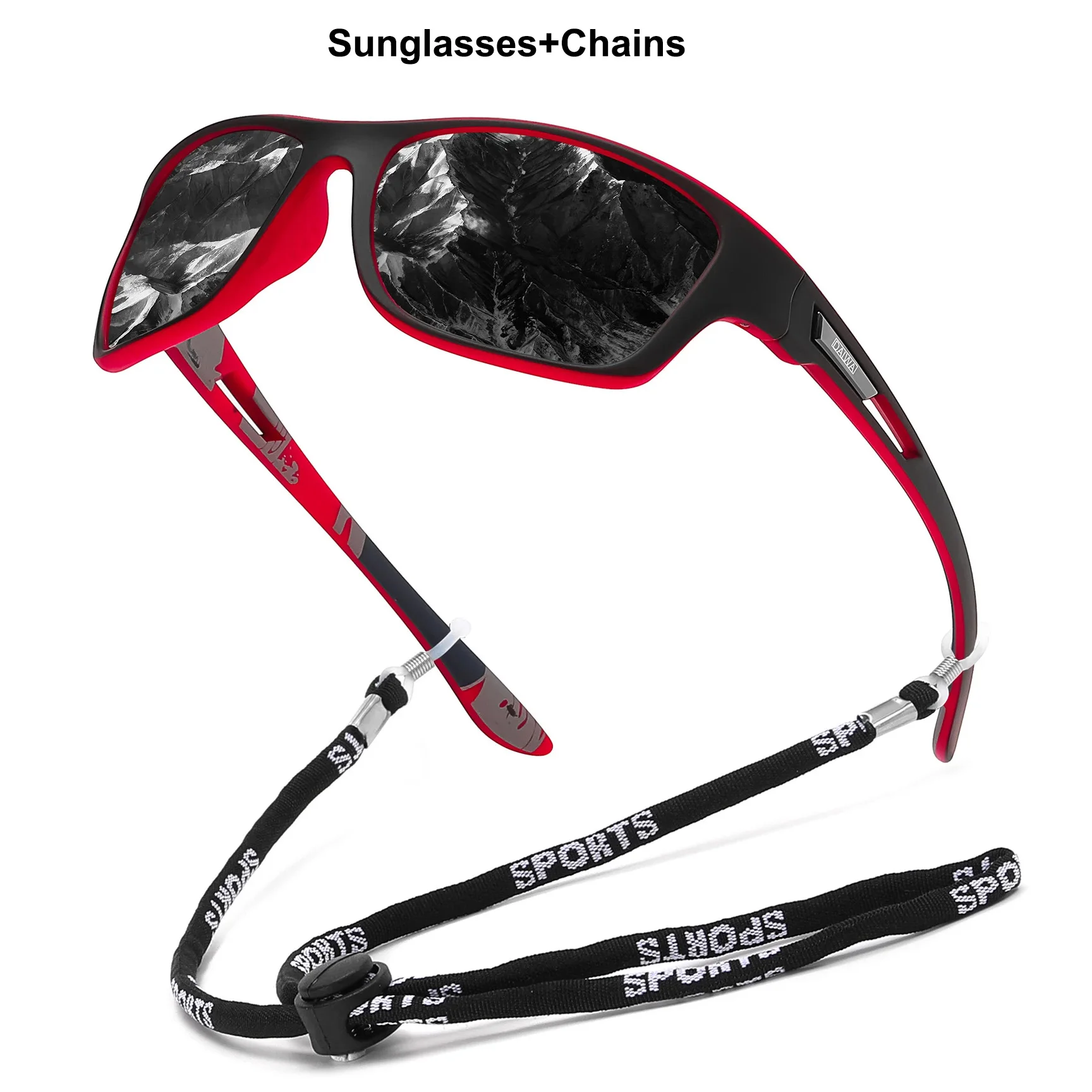 

HD Polarized Cycling Sunglasses Men Fashion Anti-UV400 Hiking Fishing Glasses With Chain Women Diving Goggles Accessories