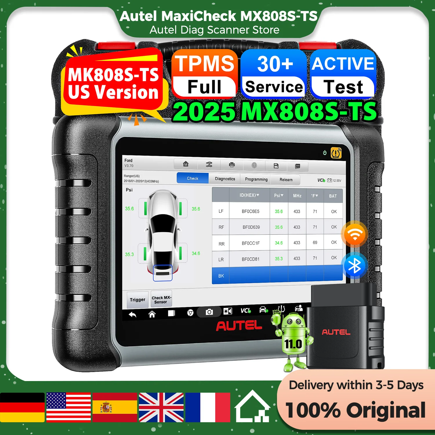 

Autel MaxiCheck MX808S TS OBD2 Scanner TPMS Programming/Relearn Bi-directional Tool With All-System Diagnostic PK MK808S TS