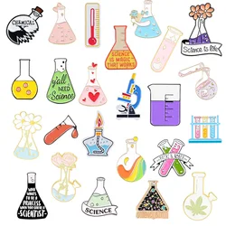 10-50PCS Believe in Science Random Enamel Badges Chemical Beaker Microscope Test Tube Brooch Metal Pins For Backpack Hat Jewelry