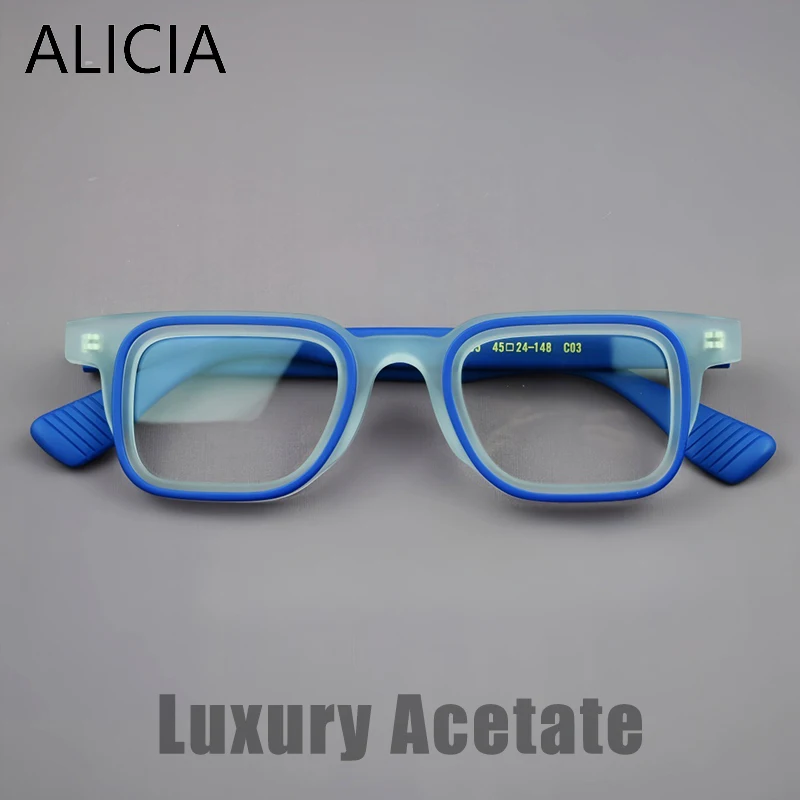 

ALICIA 2025 Fashion Luxury Acetate Glasses Fashion Retro Full Frame Square Optical Prescription Frames Man Woma