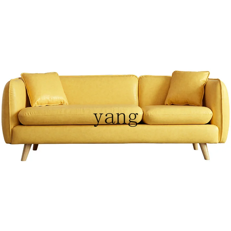 

LTT Nordic simple and fashionable leather sofa Japanese-style small apartment double three-person sofa combination