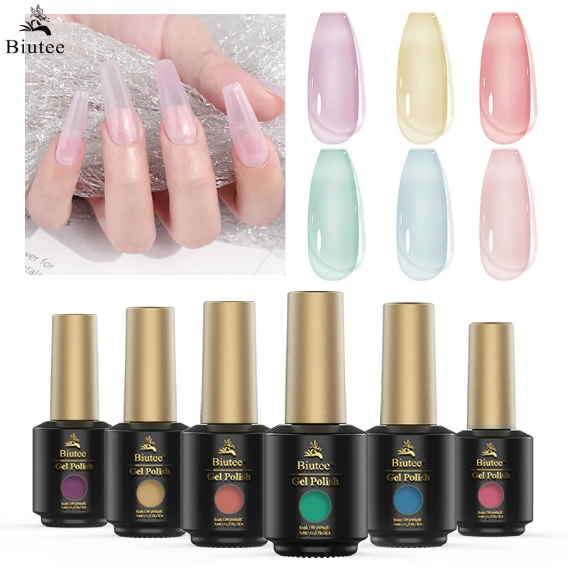 Jelly Nail Polish Gel Trasparent Candy Color Sunshine Changing Glass Gel Nail Art Semi Permanent Soak off Gel Polish Gemstone