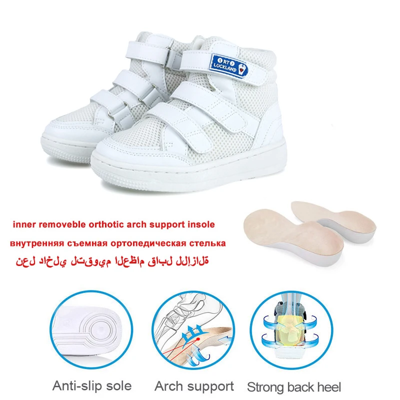 Ortoluckland Toddler Girl Shoes Children Boys Orthopedic Sneaker Kid Baby Demi Chunky Casual White School Ankle Boots 2 to 8 Age