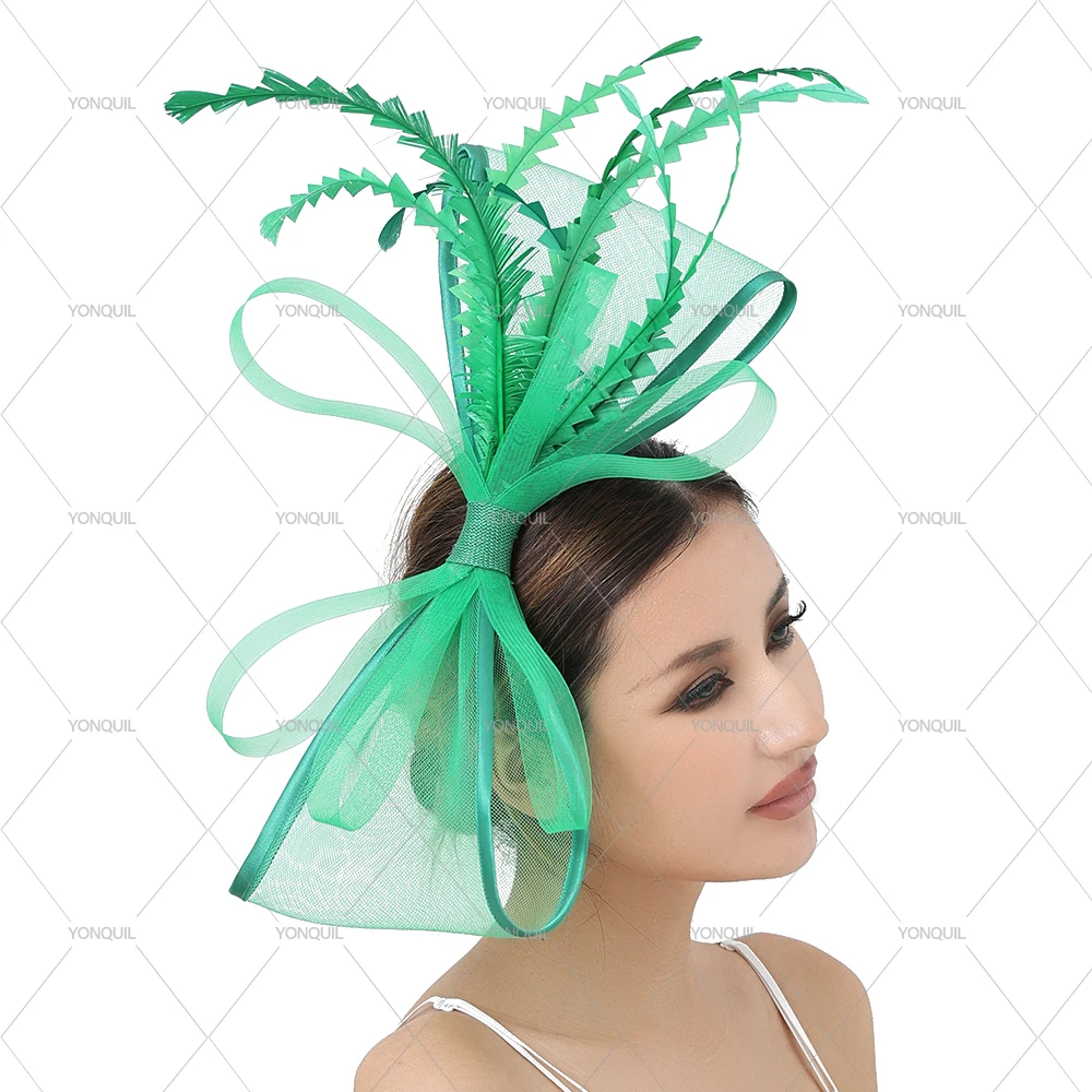 Solid Color Mesh Fascinators Wedding Hat Chapeau Cap Hair Clip for Women Bride Headwear Cocktail Tea Party Wild Hair Accessory