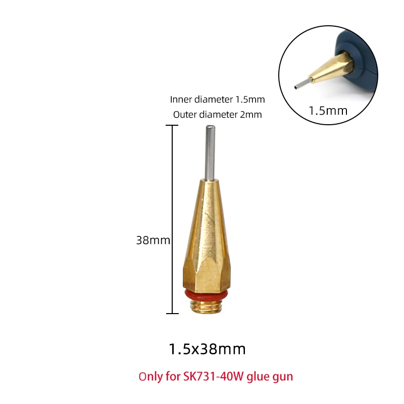 Hot Melt Glue Gun Nozzles only for SK731-40W Glue Gun 1.3mm 1.5mm 1.9mm Small diameter nozzles Copper Nozzle