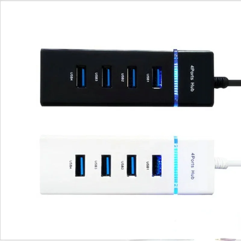 USB 2.0 Hub de alta velocidade Multi Splitter Adapter, 4 portas Hub, Cabo expansor para desktop, PC, Laptop