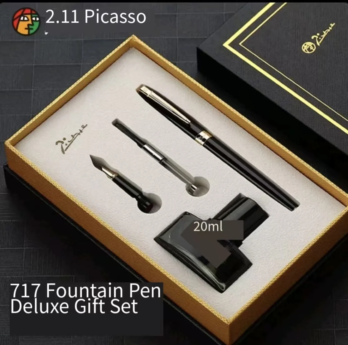Picasso 717 Fountain Pen Set Dual‑Nib Design Gift Box Ink Pen Kit Business Office Writing Pen Holiday Present
