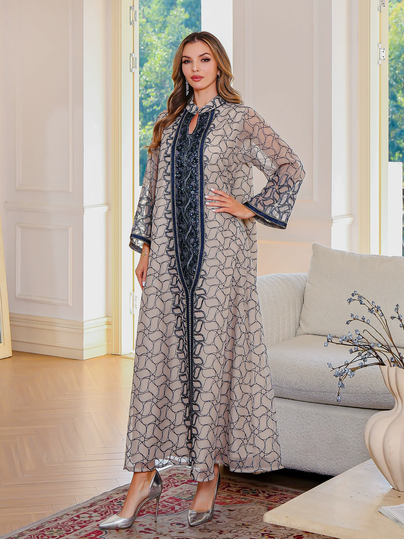 جديد رمضان مغربي الشرق الأوسط مسلم مطرز رداء عباية خفيفة فستان سهرة فاخر أنيق كم طويل رداء دبي