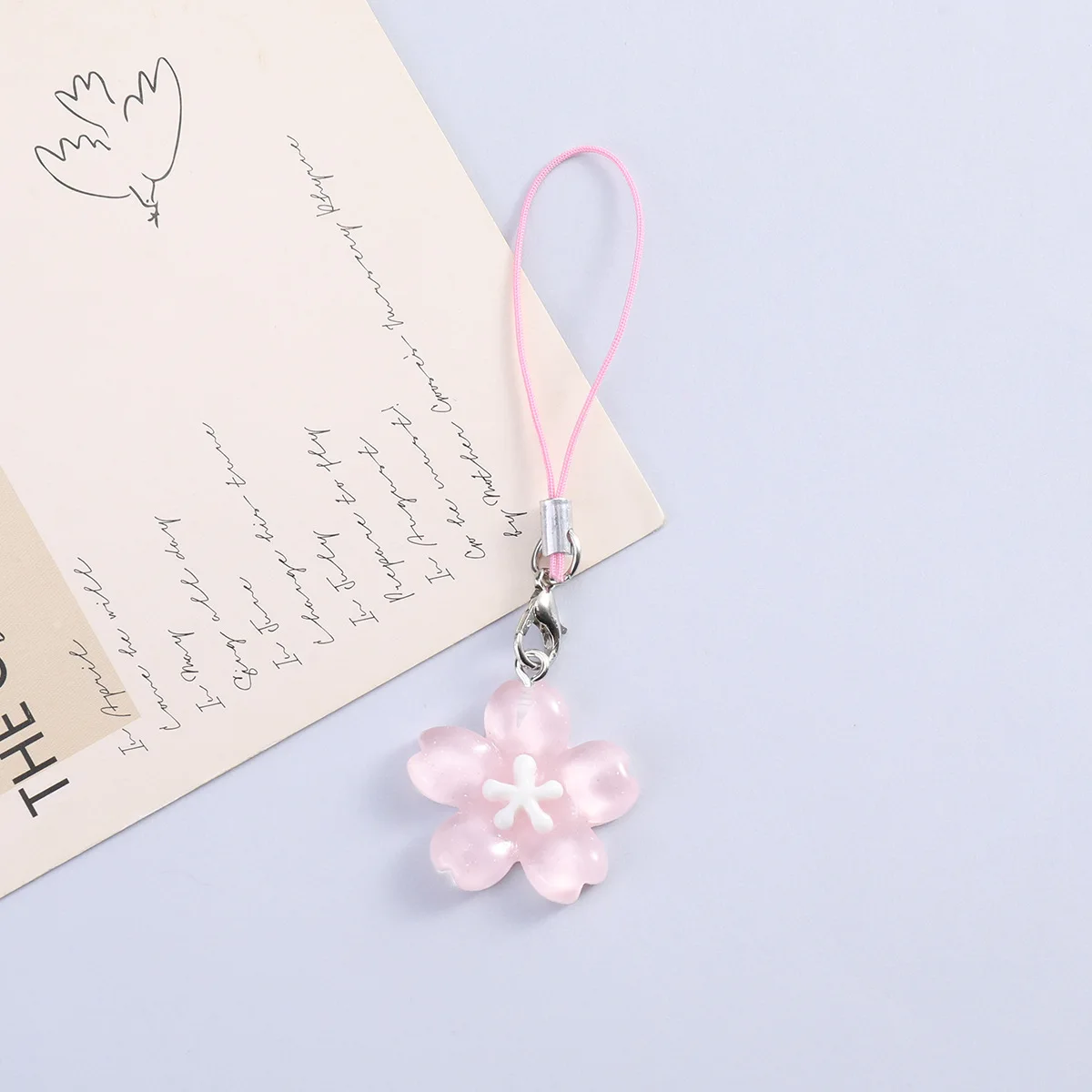 6Pcs Jelly Resin Cherry Blossom Keychain Pendant Cute Bag and Phone Chain Accessory