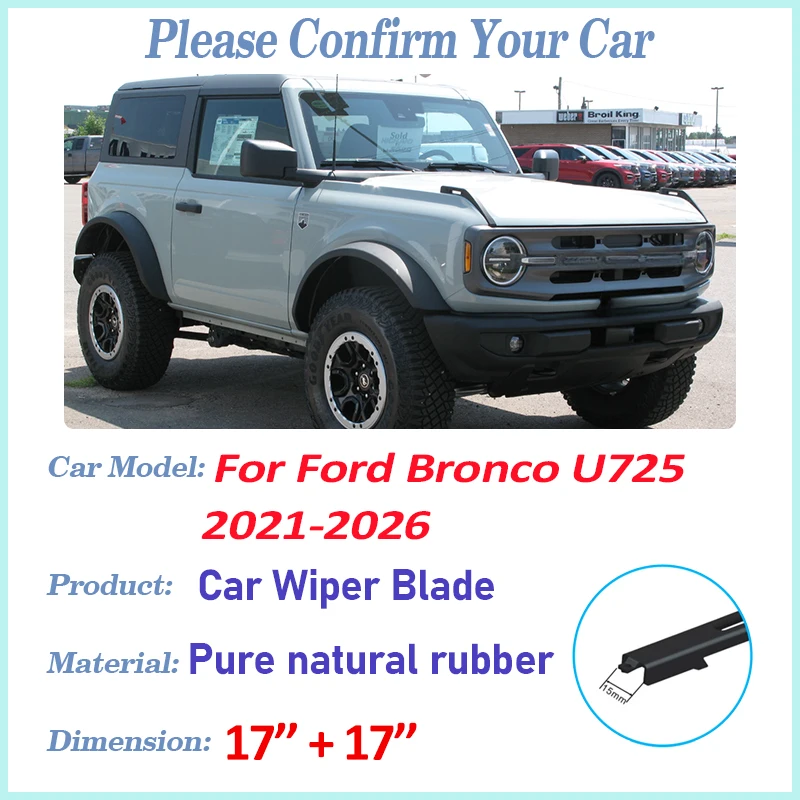 

Автомобильные передние щетки стеклоочистителя для Ford Bronco U725 2025, 2-дверные детали кузова 2021-2026, прочные аксессуары для дворников лобового стекла