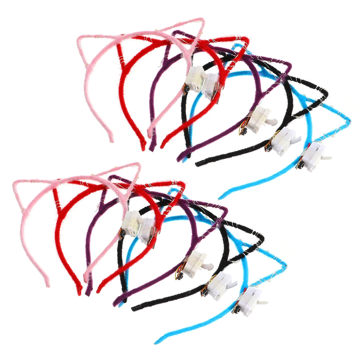 

10 Pcs Headband Girls LED Cat Ear Hair Hoop Party Cat Ear Headband Set Night Stylish Lightweight Elastic Hair Care Gift
