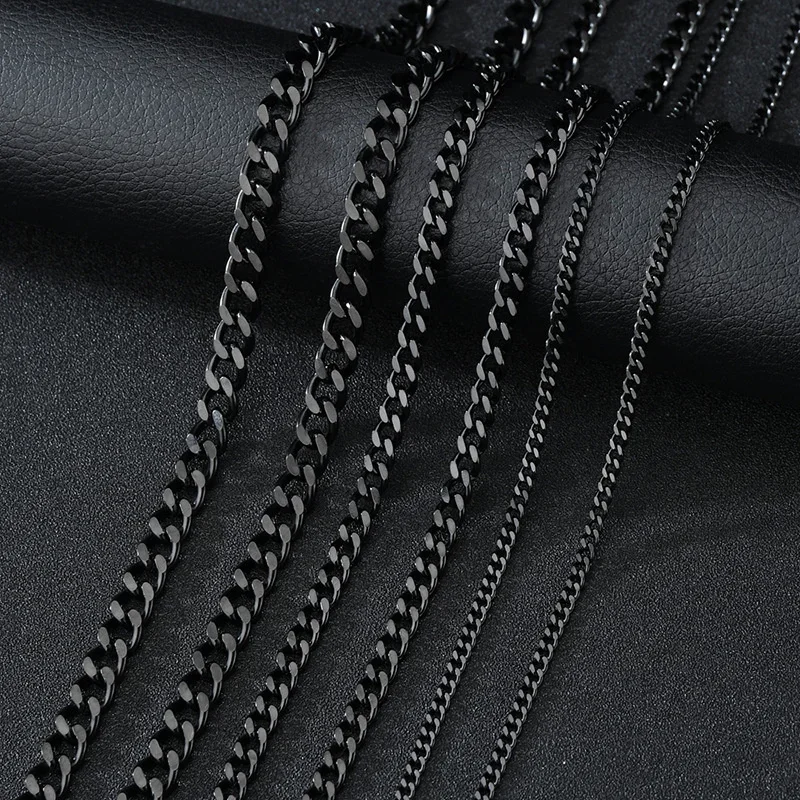 Collane cubane con cordolo da 3,5,7 mm in acciaio inossidabile punk di base per uomo Donna Girocolli con catena a maglie color oro nero Gioielli in metallo massiccio